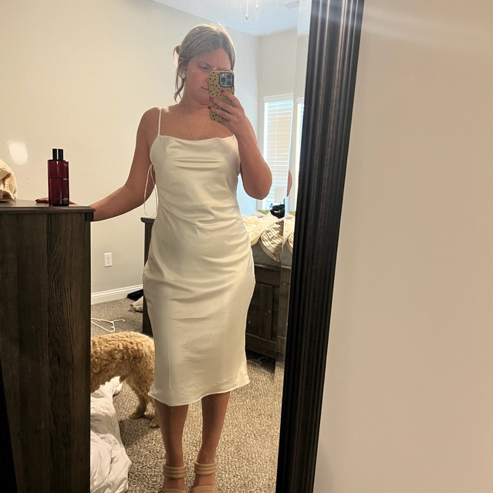 Hazel and Olive White satin dress